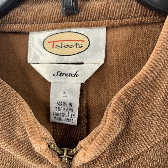 Talbots Button Down Corduroy Jacket Stretch Brown Front Pockets Womens‎ Lg - Picture 4 of 9